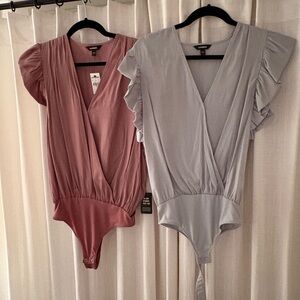 Ruffle Sleeve Bodysuits - Pink and blue
